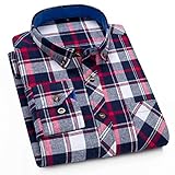 straight fire Hemden 100% Baumwolle Flanell-Hemd Männer Slim Fit Plaid beiläufige Hemden Langarm Winter-Mann Shirts Freizeit (Color : R, Size : 4XL)