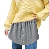 Damen Geschichtet Abgestufte Sheer Streifendruck-Extender Halber Slip Rock in Übergröße mit elastischem Taillenband für Pullover Sweatshirt Jacke M