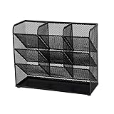 Greatangle-UK Mesh Schreibtisch Organizer Multifunktionale Desktop Schreibwaren Stifthalter Box Für Home Office Schulbedarf Lagerregal Schrägregal Schw