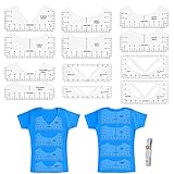 LncBoc T-Shirt Ausrichtungslineal, 12pcs Ausrichtungslineal Werkzeug Für T-Shirt, Bastellineal mit Führungswerkzeug für die Gestaltung des Modezentrums, T-Shirt Lineal Guide Tool Set für V