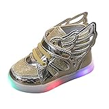 Unsex Mary Jane Sneaker Lauflernschuhe mit LED-Lichtleuchte Prinzessin Schuhe Kinder Sandalen Partei Schuhe Kostüm Zubehör Karneval Verkleidung Party Aufführung Fasching Tanzball (Gold, 27)