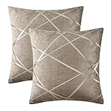 GIGIZAZA Braun Kissenbezug Samt Kissenhülle 45x45cm Deko Kissenbezüge Dekokissen Fall für Sofa Schlafzimmer Wohnzimmer 2er S