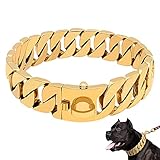 LINGYUN Goldkette Hundehalsband Hochleistungs-Choke Kubanische Hundekette für Große Hunde, 30 Mm Breite, Hundehalsband, Starke Stahlmetallglieder für Große Rassen,Gold,65CM/25.5