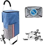 Faltbarer Einkaufswagen mit Aluminiumrahmen und Abnehmbarer wasserdichter Segeltuchtasche| Einkaufswagen Einkaufswagen(28X33X100cm) (blau)