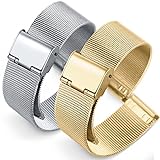 LHSJYG Uhrenarmband,Watch Straps Universal Armband 20mm Silber Rose Gold Edelstahlband Band Armband (Band Color : Silver, Band Width : 14mm)