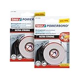 tesa Powerbond ULTRA STRONG im 2er Pack - Doppelseitiges, extra starkes Montageband zur permanenten Befestigung im Außen- und Innenbereich - 1,5