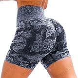 Riojoy Camo nahtlose Shorts für Damen, hohe Taille, für Fitnessstudio, Laufen, Radfahren, Booty-Shorts für den Sommer Gr. M, #1 Marineblau-S