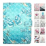 Coeyes Tablet-PC Hülle kompatibel für Samsung Galaxy Tab S2 9.7 Zoll T810N T815N T813N T819N Tasche Leder Flip Case Etui Schutzhülle Cover mit Kartenfach - Blauer Schmetterling M