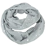 CHIC DIARY Damen Schal Schlauchschal Loopschal Glitzer Stern Rundschal Tuch Halstücher, Grau, Einheitsgröß