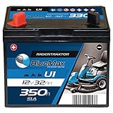 BlueMax U1 Garden Power Rasentraktor-Batterie 12V 32Ah 350A Starterbatterie für Aufsitzmäher wartung