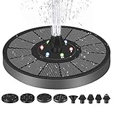 Solar Springbrunnen, 3W Solar Teichpumpe mit LED Solar Panel Wasserpumpe mit 7 Düsen Kit Solar Schwimmender Fontäne Pumpe für Teich Brunnen Vogelbad Garten Vogel-Bad Fisch-B