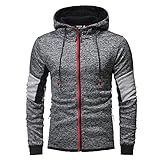 Zytyeu Sweatjacke Herren Slim Fit Farbkontrast Spleißen Kapuzenjacke Herren Outdoor Camping Bergsteigen Wandern Reißverschluss Jacke Herren Frühling Herbst Lassig Übergangsjacke Herren F-Red1 3XL