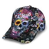 GCDD Curved Baseball Cap 3D Skull aus Blumen Einstellbare Snapback Curved Brim Caps Klassische Dad Hat Trucker Hüte für Männer Frauen Schw