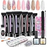 Skymore Nagelgel Set, Gel Nägel Nagelverlängerung, UV Nagellack UV Farbgel mit Überlack Unterlack, Gel Quick Extension Building Gel Nagel Verlängerung, Nägel S