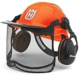 Original Husqvarna Waldarbeiterhelm, funktionell, mit Ultravision-Visier und Gehö