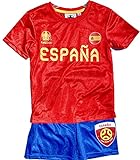 TVM Europe Spanien Espana Trikotset Fußball Länder Kinder Jungen + Mädchen Alter 5 6 7 8 9 10 11 12 JahreTrikot + Hose Rot - Grün Gr.116 128 140 152 (128)