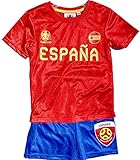 TVM Europe Spanien Espana Trikotset Fußball Länder Kinder Jungen + Mädchen Alter 5 6 7 8 9 10 11 12 JahreTrikot + Hose Rot - Grün Gr.116 128 140 152 (128)