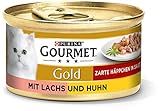 PURINA GOURMET Gold Zarte Häppchen in Sauce Katzenfutter nass, mit Lachs und Huhn, 12er Pack (12 x 85g)