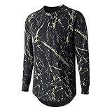 Binggong Herren Langarm Rundhals Langarmshirt Herbst und Winter Wärme Langärmeliges Mode Tie Dye Printed Freizeithemd Loose Heim Longsleeve Slim Fit Business ArbeitsHemd O-Neck Long