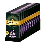 Jacobs Kapseln Lungo Intenso, Intensität 8, 100 Nespresso®* kompatible Kaffeekapseln, 10er Pack, 10 x 10 Getränk