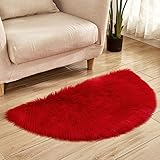 LYZL Faux Sheepskin Rugs 5-6cm Weiche flaumige Shaggy Faux Fleece-Stuhl-Abdeckung für Geburtstag, Foto-Stütze, Nicht Beleg-Matte,Rot,100×200