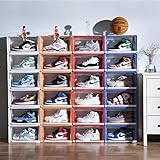 KUSARKO Schuhboxen aus transparentem Kunststoff, stapelbar, 2 Stück, ausziehbare Schuhaufbewahrung, Organizer mit transparenter Tür, Schuhbehälter und Schuhvitrine für Damen und Herren (blau)