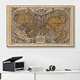 Retro Globale Weltkarte Alte Route Karte Vintage Seekarte Leinwand Malerei Wandkunst Poster Drucke Schlafzimmer Wohnzimmer Büro Studio Wohnkultur Wandb