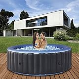 Miweba MSpa aufblasbarer Whirlpool 2022 Comfort Bergen C-BE061 - für 6 Personen - 138 Luftdüsen - 204.0 x 204.0 x 70.0 cm - Pool aufblasbar (Anthrazit/Blau)