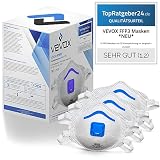 VEVOX® FFP3 Masken - Im 5er, 10er, 20er Set - mit Komfort Plus Abdichtung - Atemschutzmaske FFP3 mit Ventil - CE zertifiziert für den zuverlässigsten Schutz (10stk.)