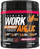 Engel Nutrition WORKAHOLIC Pre-Workout Booster | All-in-One Trainingsbooster für Leistung, Pump + Focus | Made in Germany - 410g (Fresh Berry)