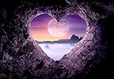 decomonkey Fototapete Vollmond Herz Nacht 350x256 cm XL Tapete Wandbild Bild Fototapeten Tapeten Wandtapete Wandtapete Wand Schlafzimmer Wohnzimmer Stein L
