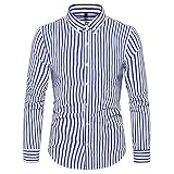 FACAIAFALO Herren Gestreiftes Hemd Herren Hemd Slim Fit Langarmshirt Freizeit Langarmhemd Business Party Hochzeit Shirt für Männer Slim Fit Shirt Baumwolle Loose Fit KariertesTop