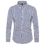 FACAIAFALO Herren Gestreiftes Hemd Herren Hemd Slim Fit Langarmshirt Freizeit Langarmhemd Business Party Hochzeit Shirt für Männer Slim Fit Shirt Baumwolle Loose Fit KariertesTop