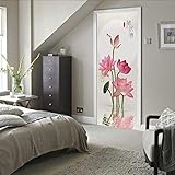 Türtapete 3D Selbstklebend TürPoster - Blume - Fototapete Türfolie Abnehmbar Wandtapete Wohnzimmer PVC Wasserdichte Schlafzimmer Türaufkleber 80 x 200