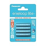 Panasonic eneloop lite, Ready-to-Use Ni-MH Akku, AAA Micro, 4er Pack, min. 550 mAh, 3000 Ladezyklen, geringe Selbstentladung