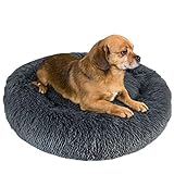 Granbest Luxus Plüsch Hundebett Katzenbett Rund Hundekissen Super Weich Doughnut-Form Haustierbett für kleine mittelgroße Hunde Kunstpelz Haustierbett Maschinenwaschbar (50cm, Grau)