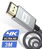 4K HDMI Kabel 3Meter,Sweguard HDMI Kabel 4K @ 60Hz 18Gbps Highspeed HDMI 2,0 Kabel Nylon Geflecht, vergoldete Anschlüsse mit Ethernet/Audio Rückkanal, Kompatibel mit Video 4K UHD 2160p, HD 1080p-G