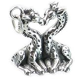 Giraffen Küssen Sterling Silber Charm .925 X1 Giraffe Kuss Liebe Charms sslp2802