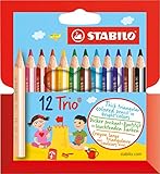 Dreikant-Buntstift - STABILO Trio dick kurz - 12er Pack - mit 12 verschiedenen Farb