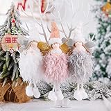 3 stücke Weihnachten Hängende Verzierung Engel Puppen, süße Puppen für Weihnachtsbaum, Weihnachtsengel mit Plüschfedern zum Aufhängen von Anhängern, Baumschmuck, Party Dekoration Glück Urlaub L