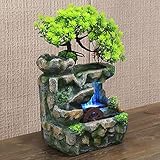 Zimmerbrunnen Stein Gartendekoration Tischbrunnen Wasserfall Desktop Ornament Simulation Bonsai Dekoration für Büro Z