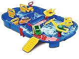 AquaPlay - LockBox - Wasserbahn als Transportkoffer mit 27 Teilen, Spieleset inklusive 1 Hippo Wilma, Amphibienauto und Containerboot, für Kinder ab 3 J