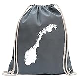 Kiwistar - Norwegen Umriss Kontur Turnbeutel Fun Rucksack Sport Beutel Gymsack Baumwolle mit Ziehg