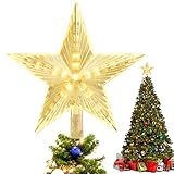 Weihnachtsbaumspitze Stern 30 LED, Christbaumspitze Stern Beleuchtet für Weihnachtsdeko Blinkt , 23*21cm, Weihnachtsbaumschmuck Acryl, 3m Netzkabel, Tannenbaum Spitze für Christbaumschmuck-Kalt Weiß