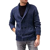 Herbst Und Winter Casual Fashion Herren Revers Einfarbig Strickjacke Zweireihiges Hemd Langarm Lose Seitentaschen Warme Pullover Jacke H