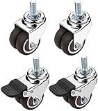 QNMD Möbelrollen,2 Zoll Schwenken Lenkrollen Mit Bremse Leise,M10 Faden Gummi Hochleistungsrollen Doppelrad Zum Wagen Sofa Schrank-100 Kg Pro Rad -4 STÜCK (Size : 2 Without Brake+2 with Brake)
