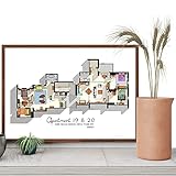 Poster mit Aufschrift 'In This Office We Are A Team', lustige Situationen Druck, Friends In This House', Apartment Floor Plan In #Friends, kein Rahmen, 40,6 x 61