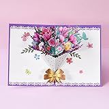 Pop-Up Karte 3D Geburtstagskarte Blume Magnolie Glückwunschkarte Frau Oder Mutter (Geburtstagskarte, Geburtstag, Gute Besserung) - Popup Glückwunschkarte mit Blumenstrauß