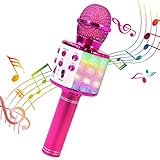 ShinePick kabelloses Karaoke-Mikrofon, 4-in-1, Bluetooth, tanzende LED-Lichter, tragbarer Lautsprecher, Karaoke-Maschine, Heim-KTV-Player mit Aufnahmefunktion, kompatibel mit Android- und iOS-G