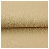 Kunstleder 0.7mm Dickes Leder Lychee Pu-Leder Stoff Meterware Restaurant Stühle Sofas Autositze Stoff 100x140cm Schwarz Kunstleder Nähen Diy Tasche Sofa Möbel Materi(Size:1x1.4M/3.3x4.6FT,Color:Beige)